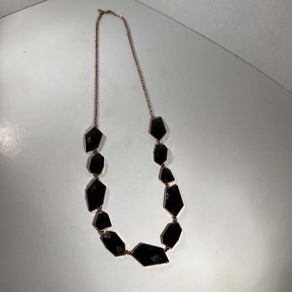 New York and Company Black and Gold Tone Necklace 32” Statement Dramatic - Picture 4 of 13